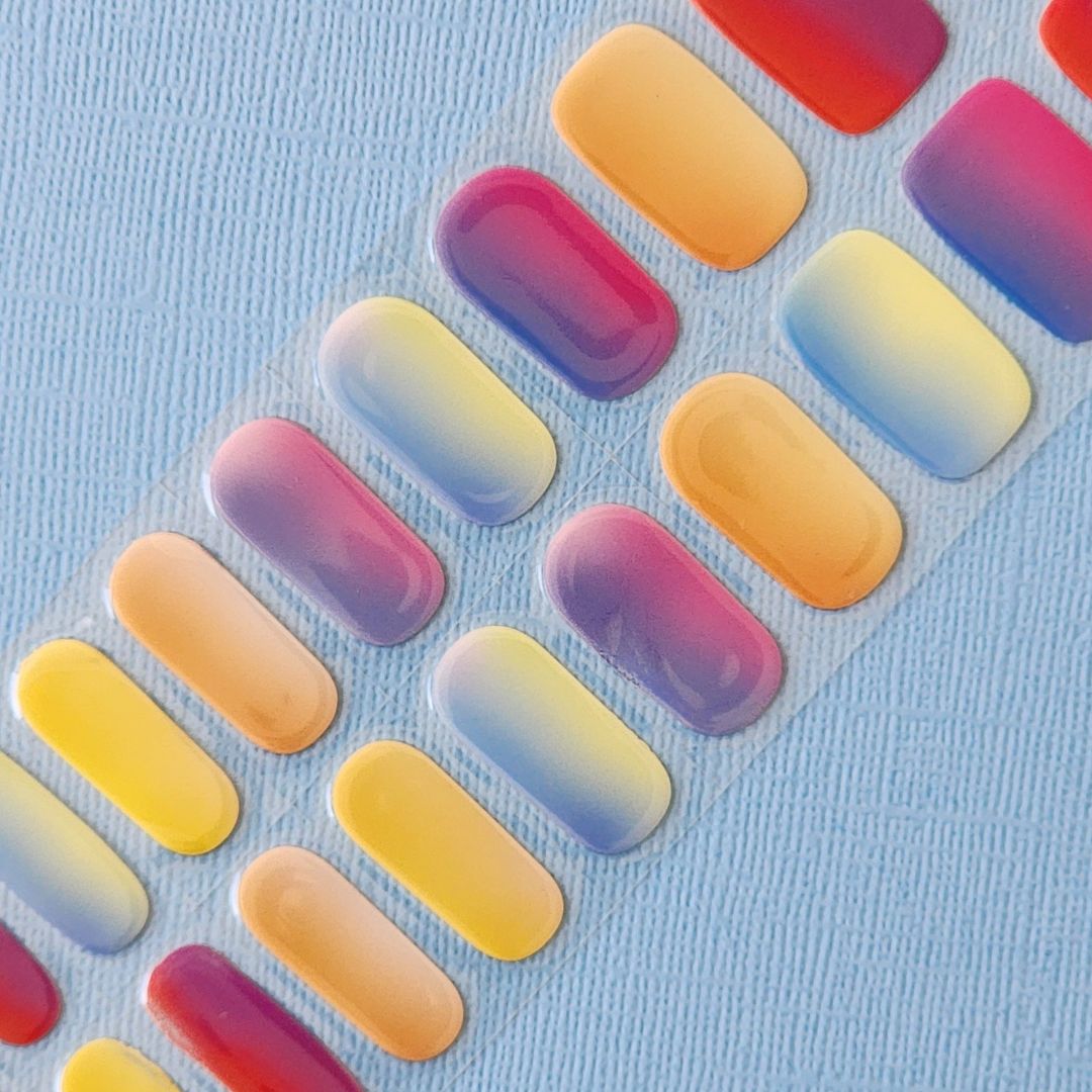 UV Gel Nail Stickers Set - Rainbow Pastel